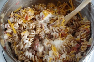 Oven-dried Tomato Mac & Cheese in progress