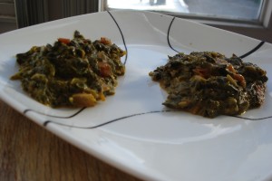 Two Variants of Mchicha, with Berbere and Thai Red Curry Paste